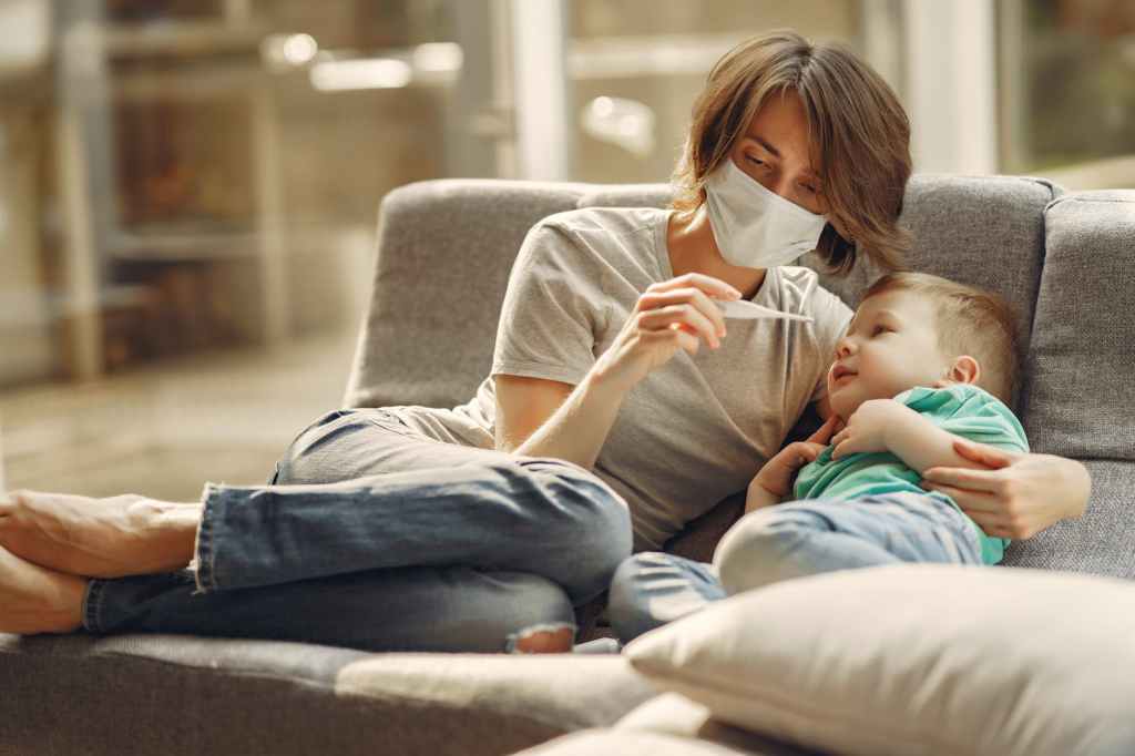 Caring for a sick child at home.
